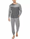 Marvmys Pijama Hombre Invierno 100% Algodón Pijamas de Hombre Manga Larga Conjunto de Pijama Hombre Largo 2 Piezas Camisa y Pantalones de Pijama S-XXL