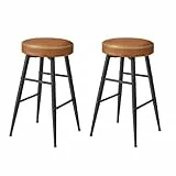 VASAGLE EKHO Colección - Juego de 2 Taburetes de Bar, Taburetes de Cocina, Taburetes de Desayuno, Cuero Sintético con Costuras, 63 cm de Alto, Silla Comedor, Fácil Montaje, Marrón Caramelo LBC080K01