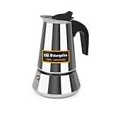 Orbegozo KFI 460 , Cafetera italiana inducción , 4 tazas , mango ergonómico, apta para cocinas de gas, eléctricas y de vitrocerámica, se puede usar en lavavajillas, color acero inoxidable