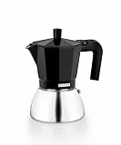 Monix Induction Inox Cafetera Italiana de Aluminio y Acero Inoxidable, 9 tazas de capacidad, Mango termorresistente, Fácil de Lavar, Apta para todo tipo de Cocinas incluida Inducción, color negro