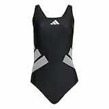 adidas Mujer Logo C-Back Swimsuit, Black/White, 44