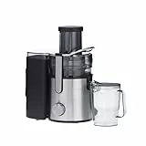 SEVERIN Licuadora eléctrica con recipiente, tubo de llenado XXL y 2 velocidades, licuadora extractora de 1,1 L de zumo y 2,5 L de pulpa, extractor de zumo de 800W, negro, ES 3570
