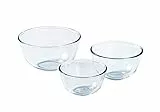 Pyrex Prepware Set de 3 Boles de Mezcla de Extrema Resistencia a Choques Térmicos, Transparente, 23.3x23.3x1.36 cm