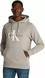 Calvin Klein Sudadera Hombre Hoodie Seasonal Monologo Regular de algodón, Gris (Rock Ridge), XXS