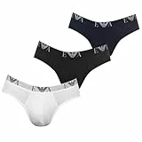 Emporio Armani Underwear 3-Pack Brief Essential Monogram Boxer Hombre, Azul (White/Black/Marine), M