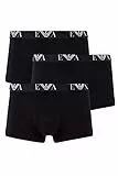 Emporio Armani Underwear 3-Pack Trunk Essential Monogram Boxer Hombre, Negro (Black/Black/Black), M