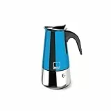 IBILI - Cafetera express Moca Blue, 10 tazas, 460 ml, Acero Inoxidable, Apto para inducción