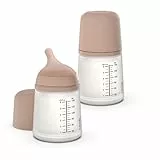 Suavinex, Pack de 2 Biberón Anticólico Zero Zero, Tetina de Flujo Adaptable (A) de Silicona, Bebés +0 Meses y Recién Nacidos, Específico Lactancia Materna, Leche Materna y de Fórmula, 180 ml, Medium