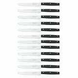 Arcos Serie Cuchillos de Mesa Caja 12 uds Cuchillo Postre, Hoja Serrada de Acero Inoxidable NITRUM de 110 mm, Mango de Nylon Color negro (12 UDS)
