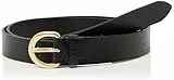 Calvin Klein Cinturón de cuero clásico con hebilla de 3 cm para mujer, Negro (negro/dorado claro), 110 cm