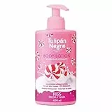 Tulipán Negro Loción Corporal con dosificador Fresa y Nata, máxima hidratación 400 ml, intensamente perfumada y para todo tipo de pieles