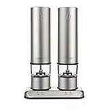 Cuisinart Juego de molinillos eléctricos recargables de sal y pimienta en acero inoxidable cepillado SP-4 | Modelo más nuevo