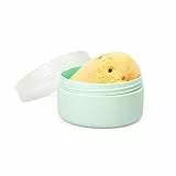 Suavinex, Esponja Bebé Recién Nacido, Esponja 100% Natural para Bebé, Apta Pieles Sensibles, Esponja Marina, Esponja de Baño Muy Suave y Absorbente, con Estuche Canastilla para Guardar. Amarillo