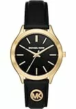 Michael Kors Slim Runway Watch for Women, 38mm Quartz Three Hand Movement with Leather Strap