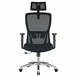 Durrafy Silla Oficina Ergonómica,Silla Escritorio con reposacabezas Ajustable,Reposabrazos, Soporte Lumbar, Altura Regulable y oscilación de 120°, Silla de Oficina Capacidad de Peso 150kg