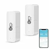 Termómetro higrómetro inteligente WiFi, sensor de temperatura y humedad Bluetooth para interiores y exteriores, aplicación de termómetro WiFi Alexa remoto para el hogar. 2 paquete.