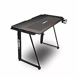 Drift Gaming DRDZ75 - Mesa Gaming con Tablero con Acabado en Fibra de Carbono Cubierto por una Alfombrilla Full Size, Soporte para Tazas y Auriculares, Patas Regulables, Color Negro