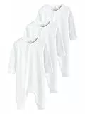 NEXT Pack de 3 Peleles con Cremallera bidireccional sin pies 100% algodón para bebé Blanco 1 Mes