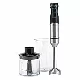JATA JEBT1791 - Batidora Mano 1500 W. 4 Cuchillas de Acero Inoxidable. Pie Desmontable. 2 Pulsadores de Velocidad. Incluye: Picadora y Vaso de 700 ml. Regulador de Velocidad