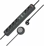 Brennenstuhl Eco-Line Comfort Switch Plus regleta enchufes con 6 Tomas de Corriente (Cable de 1,5 m, Interruptor de Mano/pie) Antracita