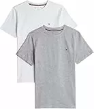 Tommy Hilfiger Camisetas de Manga Corta Pack de 2 Infantil Unisex con Cuello Redondo, Multicolor (White/Light Grey Heather), 14-16 Años
