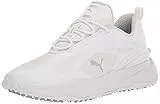 PUMA Men's Grip Fusion Sport Golf Shoe, White, 45 EU