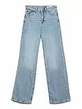 VERO MODA Pantalones de Mezclilla Lavado de Piedra Cintura Alta Rectos Vaqueros Acampanados VMTESSA, Color:Azul Claro, Talla:28W / 30L, Largo de la Pierna:L30