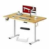 SANODESK QS1 110 x 54 cm Escritorio Elevable Eléctrico con un Tablero Entero Mesa de Elevable Eléctrico Escritorio Regulable en Altura Telescópico Bidireccional con Control de Memoria(Arce Blanco)