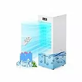 Aire acondicionado Portátil 4 en 1, Enfriador de aire, Temporizador de 1-12H, 4 Velocidades y 3 Modos, Tanque de 6L, Incluye 4 Cubitos de Hielo, Control remoto, Portátil, Silencioso