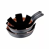 SAN IGNACIO Bronze | Juego de Sartenes | Set de 2 Piezas de 24 y 28 cm de Diámetro y 2 Protectores | Fabricadas con Aluminio Fundido | Sartenes Antiadherentes | Aptas para Todo Tipo de Cocinas