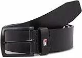 Tommy Hilfiger Hombre Cinturón Denton Matte 3.5 Cinturón de Cuero, Negro (Black), 95