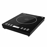Cecotec Placa de Inducción Portátil 1 Fuego Full Magma Slim. 2000W de Potencia en 8 Niveles, Diseño en Cristal de Alta Resistencia, Display Táctil, Temporizador, Fácil Limpieza
