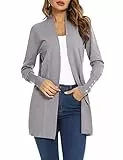 Irevial Cárdigan Mujer Manga Larga Chaqueta de Punto Largo Elegante Chaqueta Abierta de Punto Rebecas Casual para Primavera Otoño Invierno Gris, XL