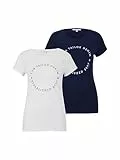 TOM TAILOR Denim 1029695 Paquete Doble de Camiseta con Estampado, 10360-Real Navy Blue, XL (Pack de 2) para Mujer