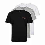 Wrangler Hombres Camiseta de Cuello Redondo Negro/Blanco/Gris Paquete de 3 XL