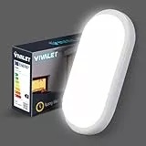 VivaLet Aplique Pared Exterior/Interior 12W 1200LM, Plafon LED Techo Neutra 4000K, Luz Exterior Ovalada IP54 Impermeable, Lampara Pared Blanca, Luz LED Para Balcones, Cocina, Baño, Blanc, Pasillo