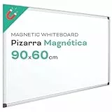 Pizarra Magnética Blanca, Pizarra Marco de Aluminio, Superficie Lisa Fácil de Borrar, Pizarra para Tomar Notas, Dibujar, Enseñar u Organizar, Herramienta para Oficina y Escuela - Ofituria (90x60)