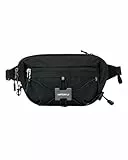 Waterfly Riñonera con cinturón ajustable, con bloqueo RFID, antirrobo, para mujeres y hombres, viajes, correr, caminar, senderismo, uso diario, Black