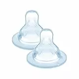 MAM Tetina tamaño X (juego de 2), tetina MAM plana y simétrica de suave silicona SkinSoft para líquidos densos y pimentas, kit de 2 accesorios para bebé a partir de 6 meses para la lactancia y la