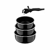 SAN IGNACIO Click&Cook - Juego de 3 cacerolas (16 + 18 + 20 cm) para ahorrar espacio, de aluminio, para inducción