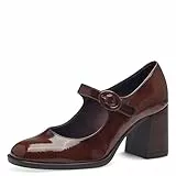 Tamaris Zapatos de Salón para Mujer, Tacón Cuadrado, Diseño Vegano, Marrón Charol, 39 EU