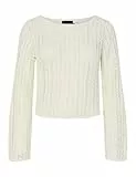 PIECES Pcsiri LS Short Boatneck Knit BC, Cloud Dancer, XS para Mujer