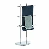 Relaxdays Toallero de Pie Semicircular Cromado, Hierro, Plateado, 83x40x18 cm