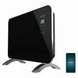Cecotec Radiador Eléctrico Bajo Consumo Ready Warm 6670 Crystal Connection Con Wifi, 1000 W, Termostato Regulable, Temporizador, Soporte de pie, Protección sobrecalentamiento, Silencioso, Negro