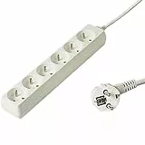 PremiumCord Regleta 230V, 6 Tomas, Extensión 230 V, Tomas Francesas Giradas 45°, Toma Múltiple Seguridad Infantil, Blanco, 3m