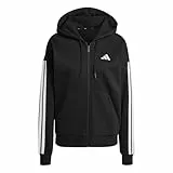adidas Mujer Essentials 3-Stripes Full-Zip Fleece Hoodie, Black, S