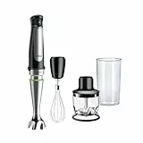Braun Minipimer 7025 - Batidora de mano, 1000W, 3 accesorios (Minipicadora 350ml, varillas, vaso medidor 600ml), velocidad automática, tecnología Active Blade