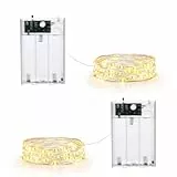 Qedertek 2 Piezas Guirnalda de Luces Navideñas, 2M 20 LED Con Pilas, 2 Modos, Cadena de Alambre de Plata, Luz Blanco Cálido para Decoración Interior, Bodas, Fiesta, Árbol de Navidad