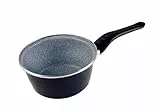 Magefesa Dolomiti Cazo 16 cm de acero esmaltado, antiadherente multicapa efecto piedra, color gris exterior. Apto para todo tipo de cocinas, incluida inducción.