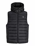 JACK & JONES Bodywarmer Hood Jjebradley Light-Sudadera con Capucha, Negro, M Hombres